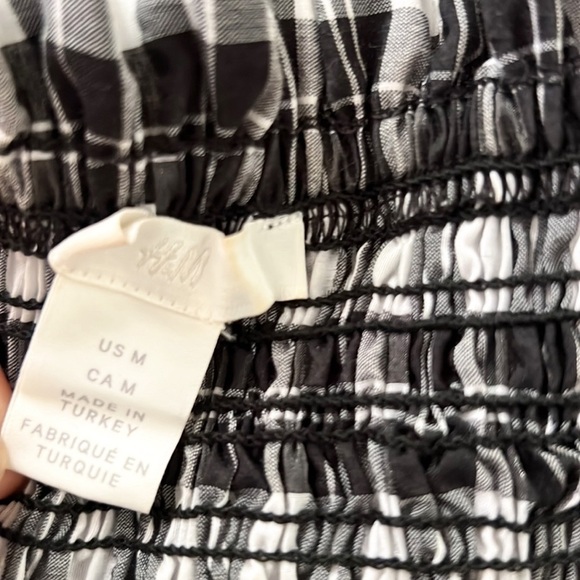 H&M Smocked Blouse Gingham Long Sleeve Crop Top - Picture 13 of 15
